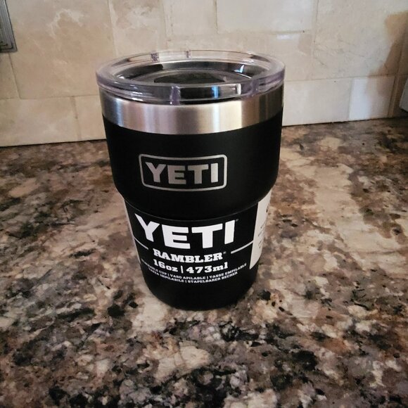 YETI Rambler 16 oz Stackable Tumbler, Stainless Steel Black-New - Picture 1 of 3